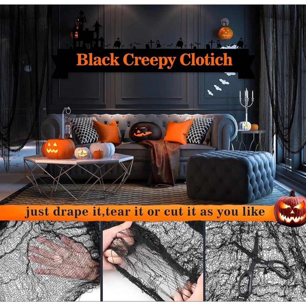 NEW Halloween Creepy Cloth Decor One Size Black - Picture 3 of 6